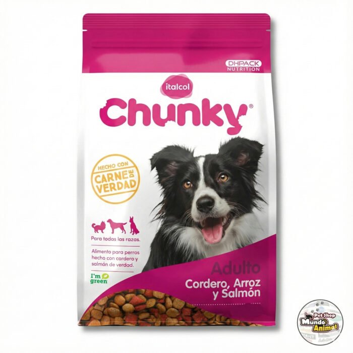 Chunky-Adulto-Todas-las-Razas-Cordero-Arroz-y-Salmón Chunky Adulto Todas las Razas Cordero Arroz y Salmón